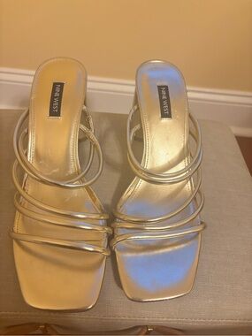 Nine West Gold Multi-Strap Slide Sandals